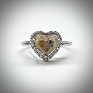 Heart Memorial Ring with Cubic Zirconia Halo