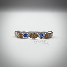 Load image into Gallery viewer, Cremation Ash Half Band Memorial Ring with Birthstones
