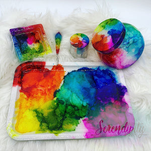 Hand painted Rainbow Rolling Tray Full Set and Individual Accessories