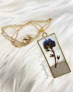 Cremation Ash Bezel Pendant with Forget Me Not