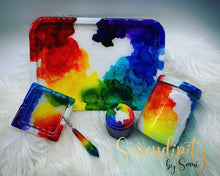 Load image into Gallery viewer, Hand painted Rainbow Rolling Tray Full Set and Individual Accessories
